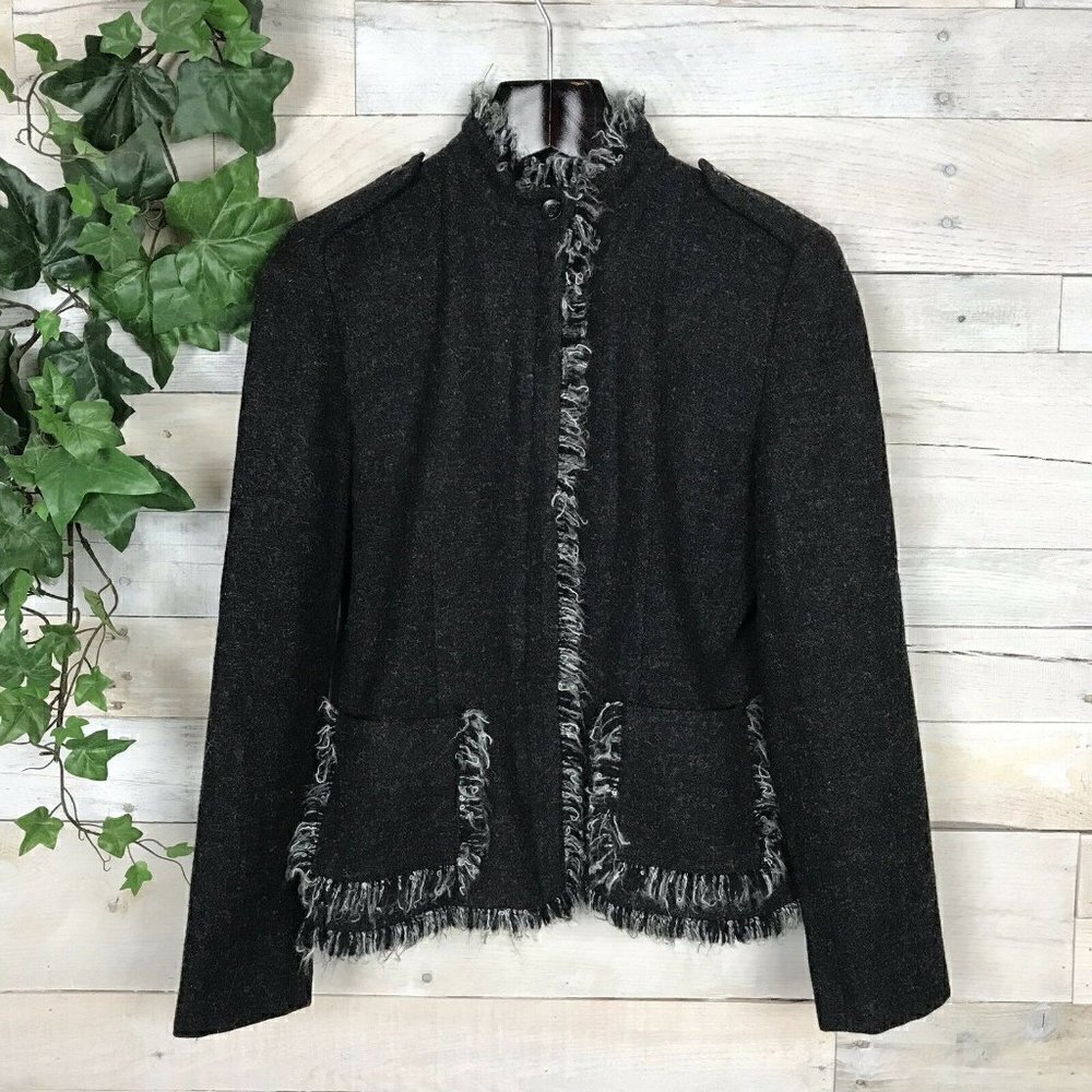 Carol Anderson Invitation Gray Fringe Wool Coat 2